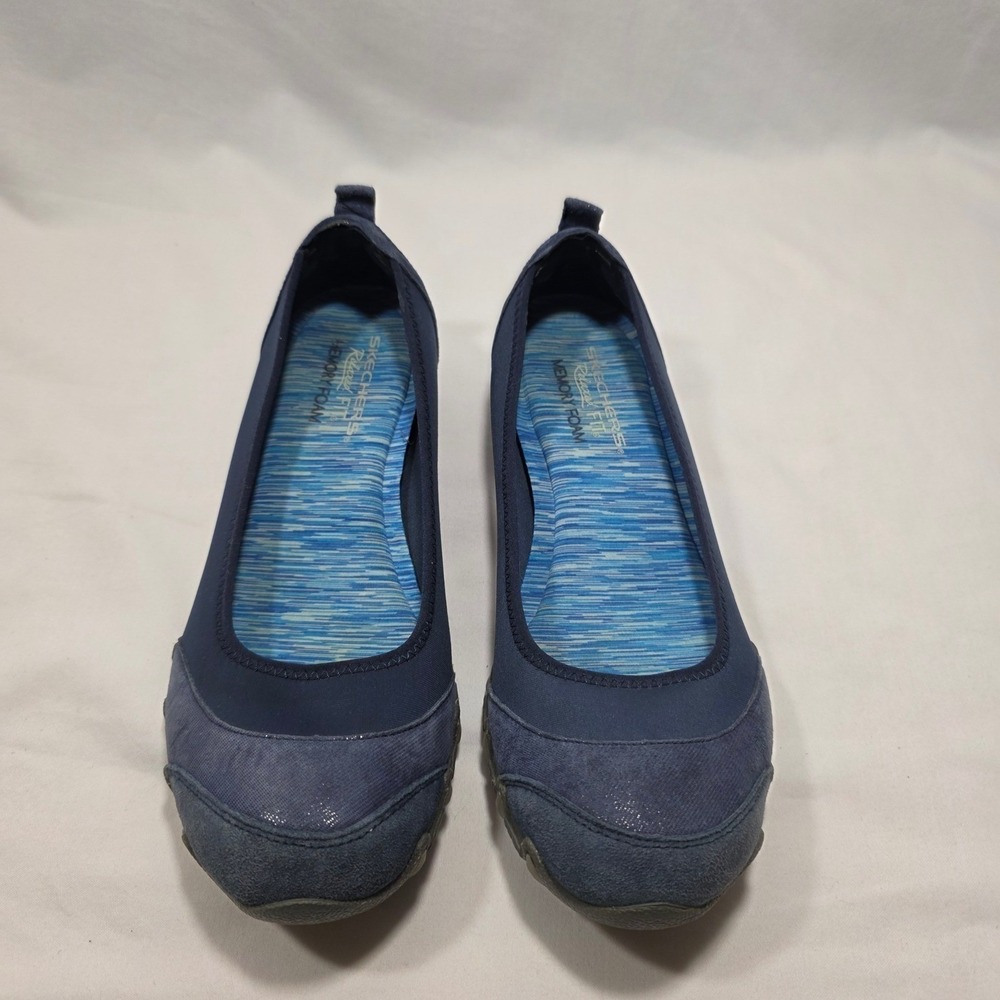 Skechers Fit EZ Relaxed Fit Womens Shoes Blue Slip On Flat Size 8.5 SN49225